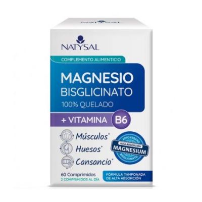 Magnesio Bisglicinato Vitamina B6 Vegan SinGluten 60comp Natysal