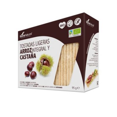Tostadas Ligeras de Arroz y Castaña SinGluten Bio Vegan 25x4g Soria Natural