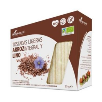Tostadas Ligeras de Arroz Integral y Lino SinGluten Bio Vegan 25x4g Soria Natural