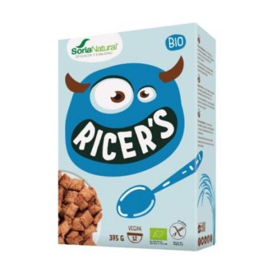 Cereales Ricers Rellenos de Cacao y Avellanas SinGluten Bio Vegan 375g Soria Natural