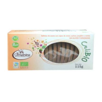 Galletas de Avena con Copos de Avena, Quinoa, Jengibre y Canela Celibio SinGluten Eco Vegan 115g La Campesina