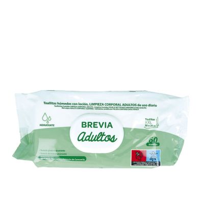 BREVIA Tücher mit Reinigungslotion für Erwachsene 30x20 cm 60 Einheiten