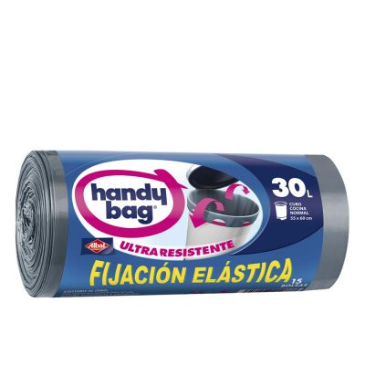 Sac poubelle HANDY BAG FIXATION ÉLASTIQUE 30 litres 15 unités