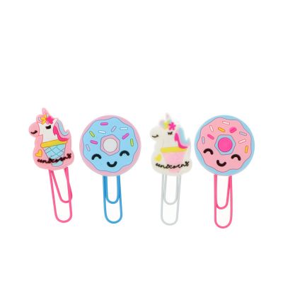 CLIPS UNICORNOS Y DONUTS 6 x 2,5 cm 4 u