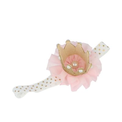 BAND mit Stoffblume und Krone 1 Stck