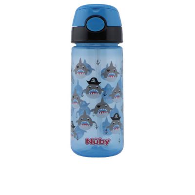 TAZA con botón y pajita blanda 3 años+ #azul 540 ml 1 u