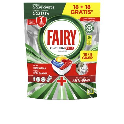 FAIRY PLATINUM TOUT EN 1 CITRON lavable au lave-vaisselle 36 capsules