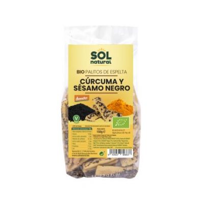 Palitos Espelta Curcuma y Sesamo Negro Bio Vegan 150g Solnatural