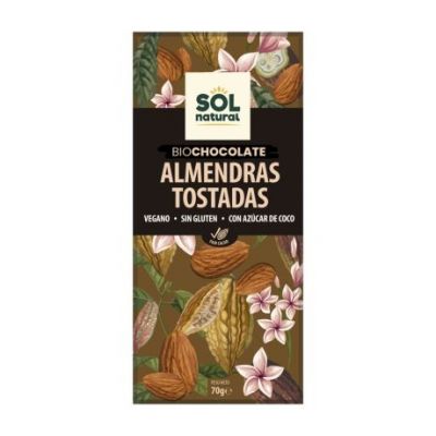 Chocolate de Almendras Tostadas SinGluten Bio Vegan 70g Solnatural