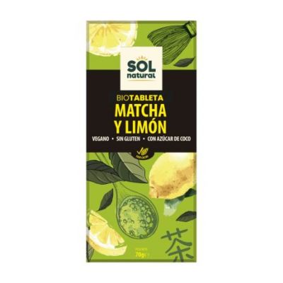 Chocolate Matcha y Limon SinGluten Bio Vegan 70g Solnatural