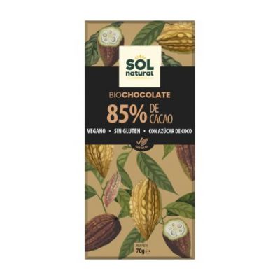 Chocolate 85 Cacao SinGluten Bio Vegan 70g Solnatural