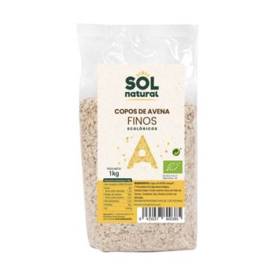 Organic Fine Whole Oat Flakes 1kg Solnatural