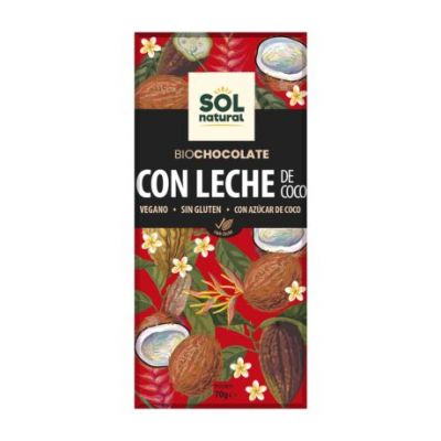 Chocolate con Leche de Coco SinGluten Bio Vegan 70g Solnatural