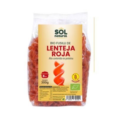 Fusillis de Lentilles Rouges Bio Vegan Sans Gluten 300g Solnatural