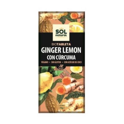 Chocolate Jengibre Limon Curcuma SinGluten Eco Vegan 70g Solnatural