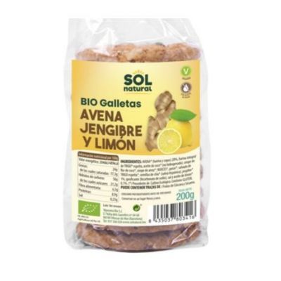 Biscotti Vegani Di Avena Zenzero e Limone 8x200g Solnatural