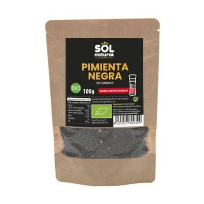 Organic Black Peppercorns 100g Solnatural