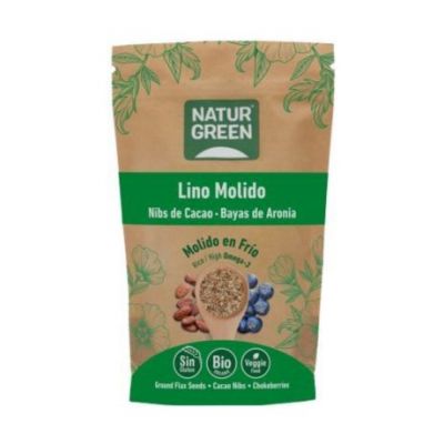 Organic Cocoa and Aronia Nibs Flax Seeds 225g Natur Green