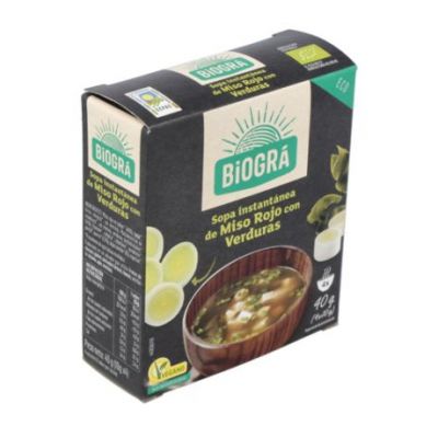 Sopa Miso Rojo con Verduras Bio Vegan 4 Sobres Biogra