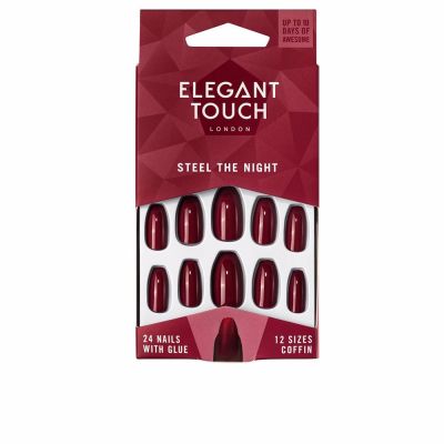 POLISHED COLOR 24 nails with glue coffin #steel the night
