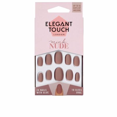 POLISHED COLOR 24 nails with glue oval #mink nude
