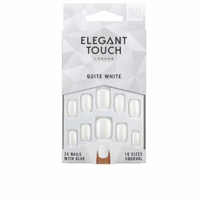 POLISHED COLOR 24 nails with glue squoval #quite white