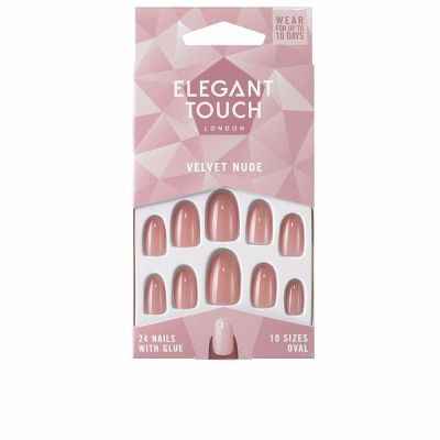 POLISHED COLOR 24 nails with glue oval #velvet nude