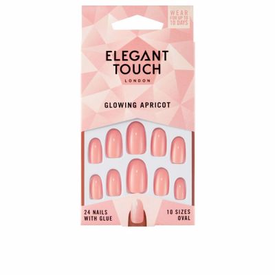 POLISHED COLOR 24 nails with glue oval #glowing apricot