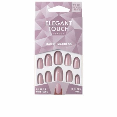 POLISHED COLOR 24 nails with glue oval #mave madness