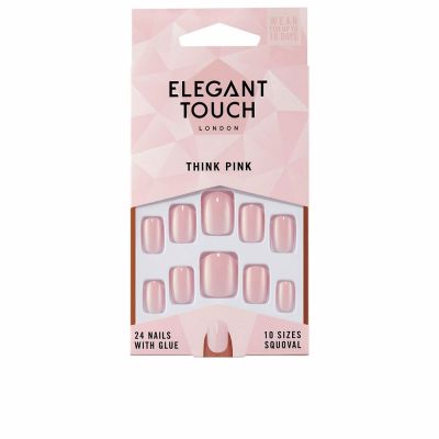POLISHED COLOR 24 nails with glue squoval #think pink