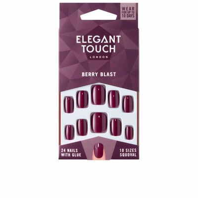 POLISHED COLOR 24 nails with glue squoval #berry blast