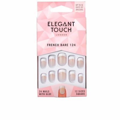FRENCH bare 24 nails with glue square #124-S