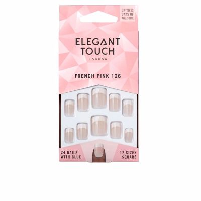 FRENCH pink 24 nails with glue square #126-S