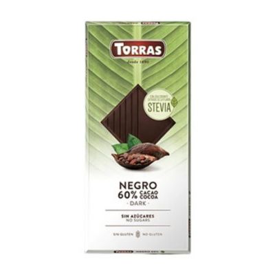 Chocolate Negro 60 con Stevia SinGluten Vegan 100g Torras