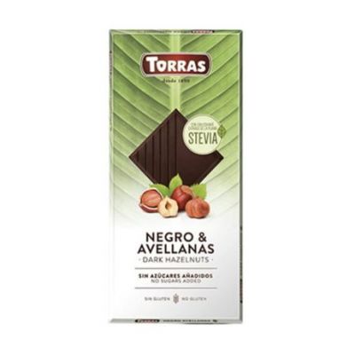 Chocolate Negro con Avellanas con Stevia SinGluten Vegan 125g Torras