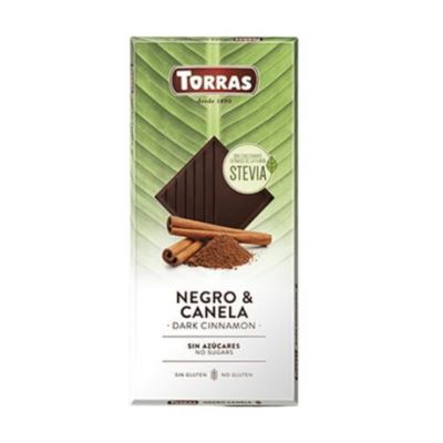 Chocolate Negro con Canela con Stevia SinGluten Vegan 125g Torras