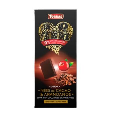 Chocolate Negro con Nibs de Cacao y Arandanos SinGluten Vegan 125g Torras