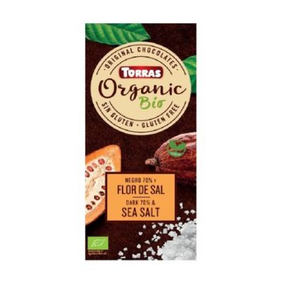 Chocolate Negro 70 Cacao con Flor de Sal SinGluten Bio Vegan 100g Torras