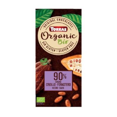 Chocolate Negro 90 Cacao Criollo Forastero SinGluten Bio 100g Torras