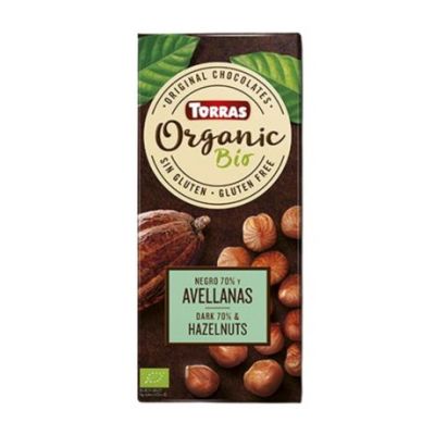 Chocolate Negro 70 Cacao con Avellanas SinGluten Bio 100g Torras