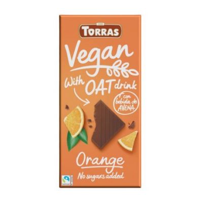 Chocolate Con Bebida de Avena Naranja Vegan SinGluten 100g Torras