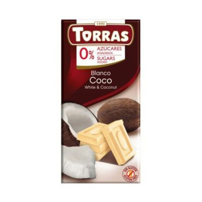 White Chocolate with Coconut Gluten Free 75g Torras