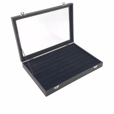 EXHIBIDOR PORTA ANILLOS terciopelo con tapa #negro 1 u