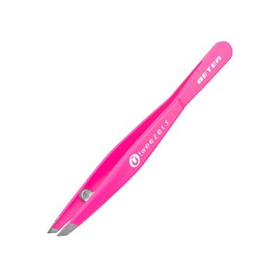 Oblique Tip Magnetic Hair Removal Tweezers #Fuchsia