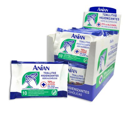 DOMI lingettes hydroalcooliques 70% mains 10 unités