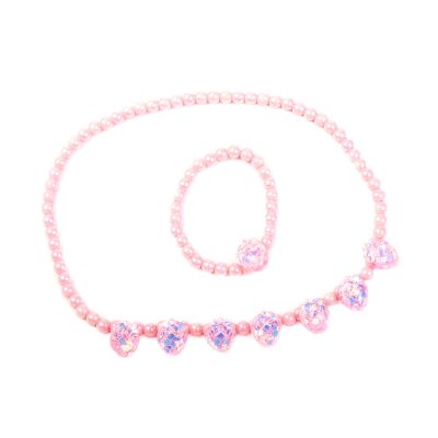 COLLAR CON PULSERA BOLITAS DE COLORES Y FRESAS lote 2 pz