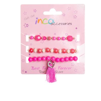PULSERAS DE BOLITAS DE COLORES BFF lote 3 pz