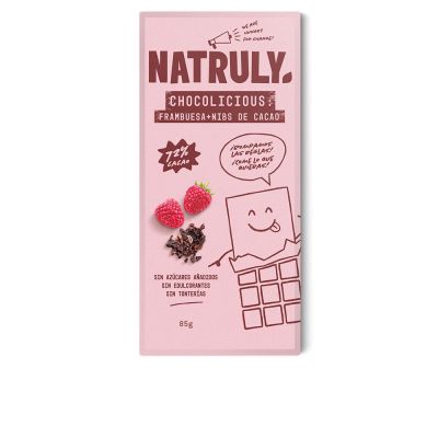 CHOCOLICIOUS with raspberry + cocoa nibs 85 gr