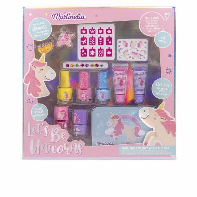 SET ONGLES ET LÈVRES LICORNE BOÎTE EN ÉTAIN lot 12 pcs