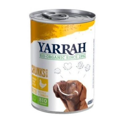 Pezzi di pollo in scatola biologici Yarrah per cani 400 g